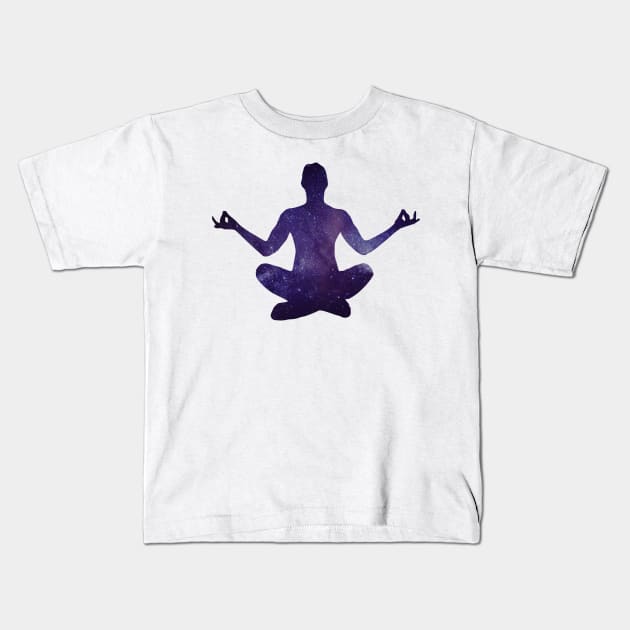 Cosmic Space Meditation Yoga Kids T-Shirt by DesignsbyZazz